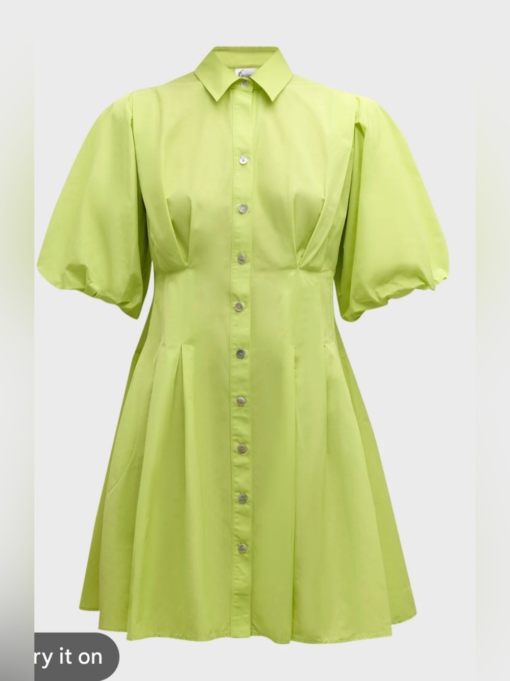 Finley Bright Lime Puff-Sleeve Mini Dress